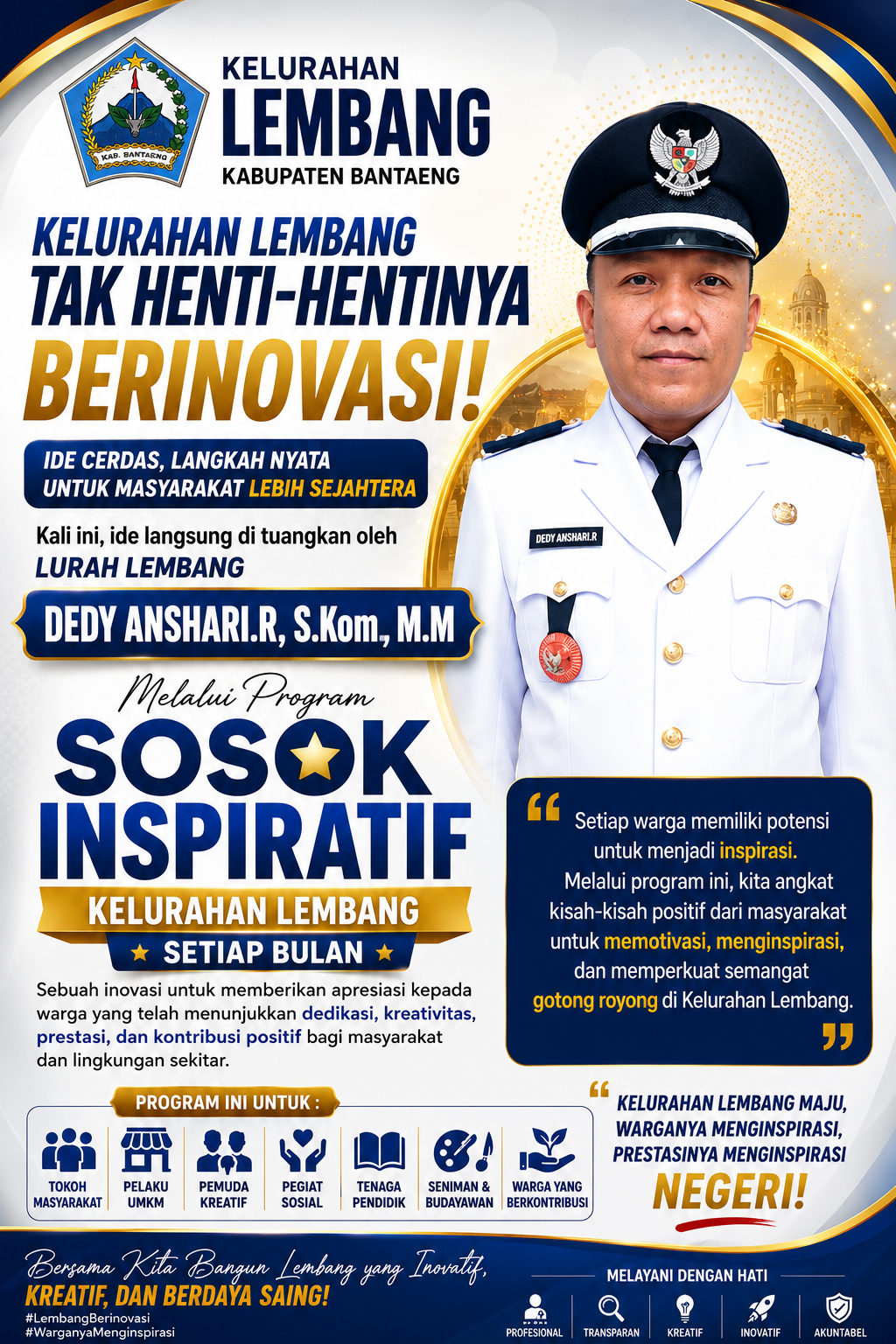 Tak Pernah Kehabisan Ide! Lurah Lembang Hadirkan Program “Sosok Inspiratif” Setiap Bulan, Apresiasi Putra-Putri Terbaik Kelurahan