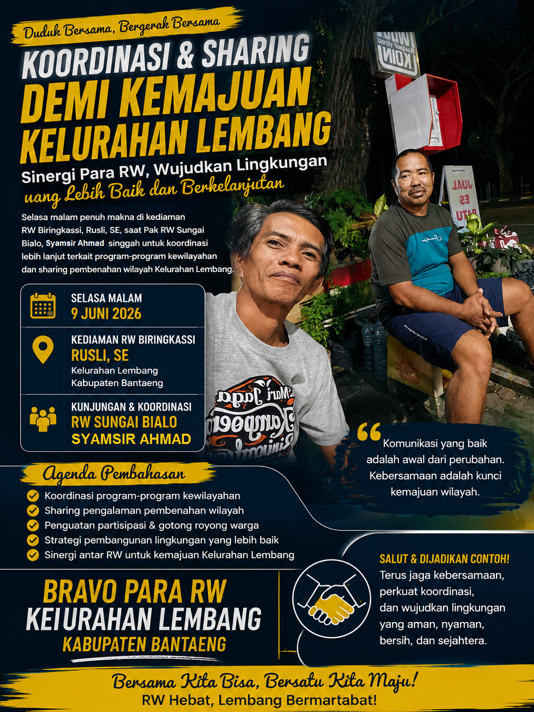 BRAVO PARA RW LEMBANG! Demi Kemajuan Wilayah, Pak RW Biringkassi dan RW Sungai Bialo Duduk Bersama Bahas Program Pembenahan Kelurahan