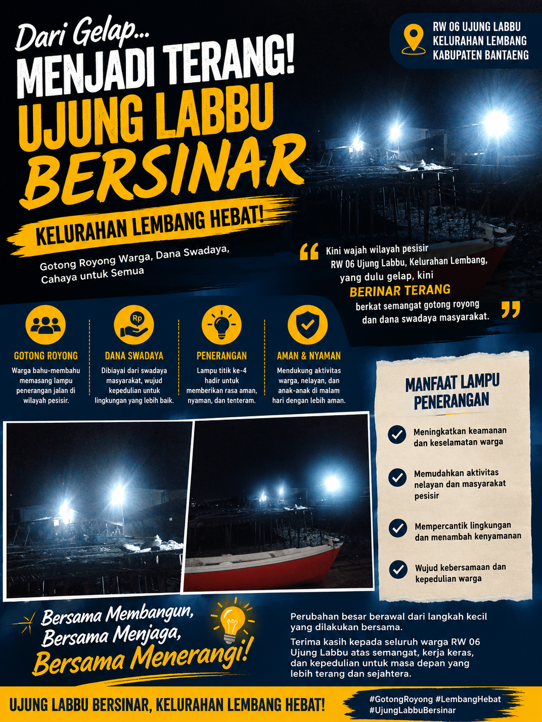 UJUNG LABBU BERSINAR! Dari Gelap Menjadi Terang, Bukti Nyata Semangat Gotong Royong Warga
