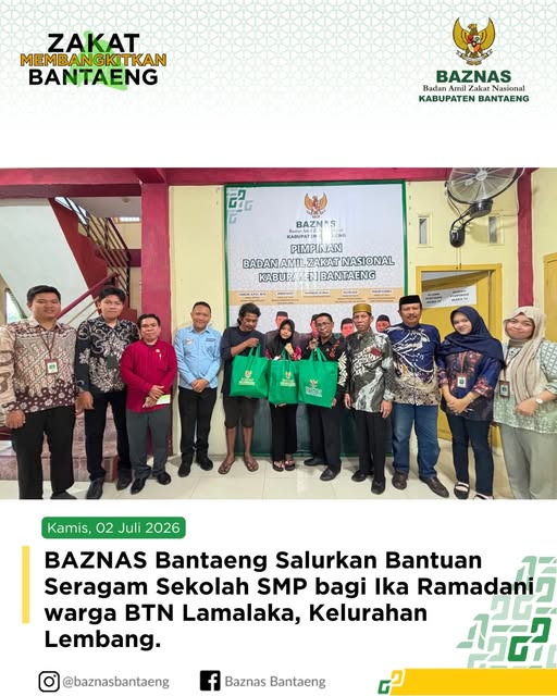 BAZNAS Kabupaten Bantaeng Salurkan Bantuan Seragam Sekolah untuk Ika Ramadani